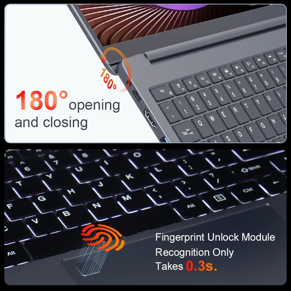 Ninkear A15 Plus laptop, 15.6" FHD, AMD Ryzen 7 5825U, 16GB RAM, 1TB SSD, WiFi 6, ujjlenyomat-olvasó, 5500mAh, Type-C, HDMI, Bluetooth 5.2 - Szürke
