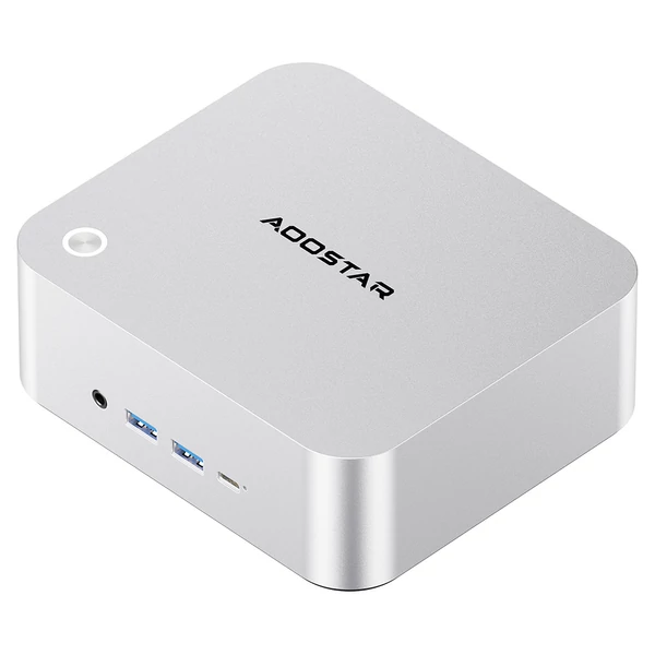 AOOSTAR MACO Mini PC Barebone, AMD Ryzen 7 H255, 8 mag, Quad Display, 2xUSB4, OCuLink, 2.5G LAN, ujjlenyomat-olvasó (RAM és SSD nélkül)