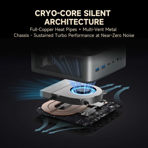 ALLIWAVA GH8 Gaming Mini PC, AMD Ryzen 9 8945HS (max. 5.2GHz), 32GB RAM, 1TB SSD, USB4, WiFi 6E, BT 5.2, Quad Display, 2.5G LAN, 150 kar.