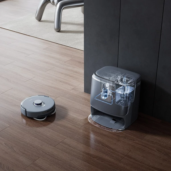 Narwal Freo Z Ultra robotporszívó feltörlővel, 12 000 Pa szívóerő, önürítő állomás, felemelhető mop, gubancmentes kefe - szürke