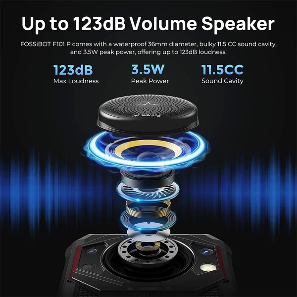 FOSSiBOT F101P ütésálló mobil: 4GB/64GB, 10600mAh akku, 123dB hangszóró, 5.45" HD+, Android 13, Dual SIM - fekete
