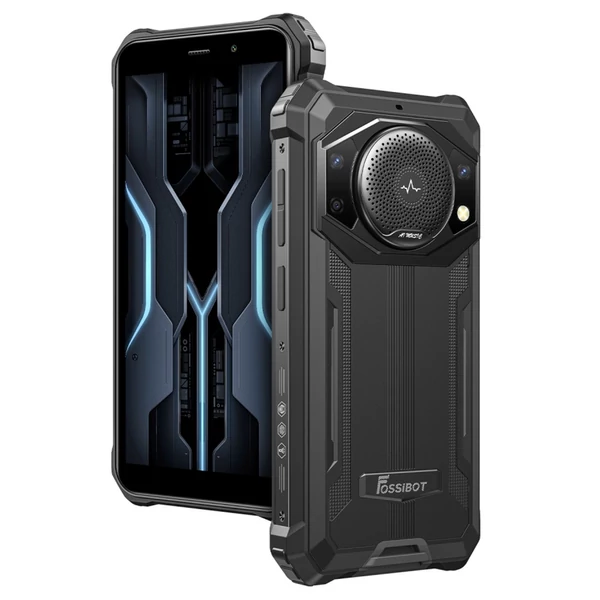 FOSSiBOT F101P ütésálló mobil: 4GB/64GB, 10600mAh akku, 123dB hangszóró, 5.45" HD+, Android 13, Dual SIM - fekete