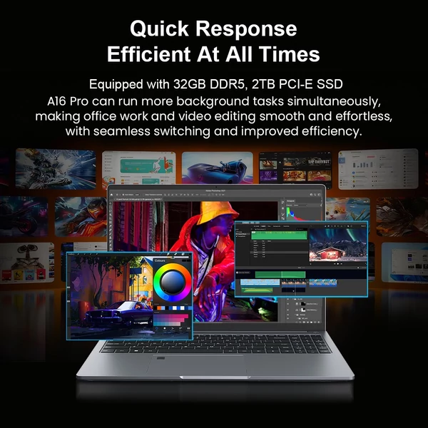 Ninkear A16 Pro laptop: 16" 2.5K 120Hz, Ryzen 7 8745HS, 32GB RAM, 2TB SSD, WiFi 6, ujjlenyomat-olvasó, Windows 11