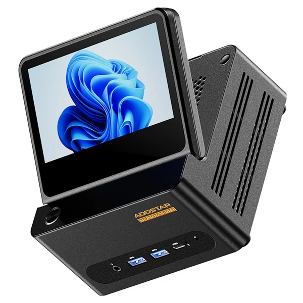 AOOSTAR GFLIP Mini PC Barebone, 5" kijelző, AMD Ryzen AI 9 HX 370, WiFi 7, OCuLink, Fingerprint, Triple Display