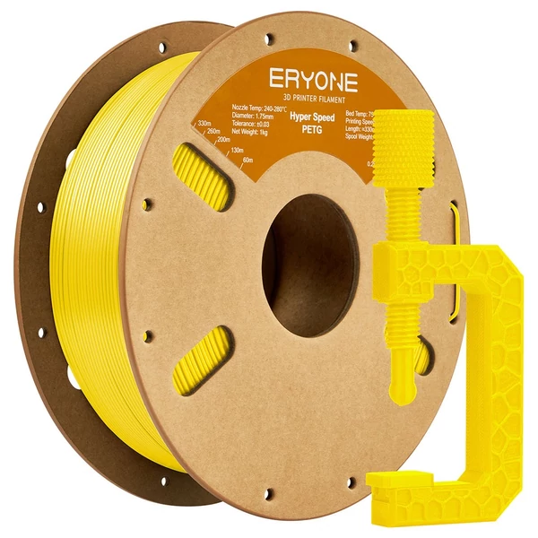 5 kg ERYONE nagy sebességű PETG 3D nyomtató filament csomag – 2 kg átlátszó kék + 2 kg sárga + 1 kg átlátszó piros