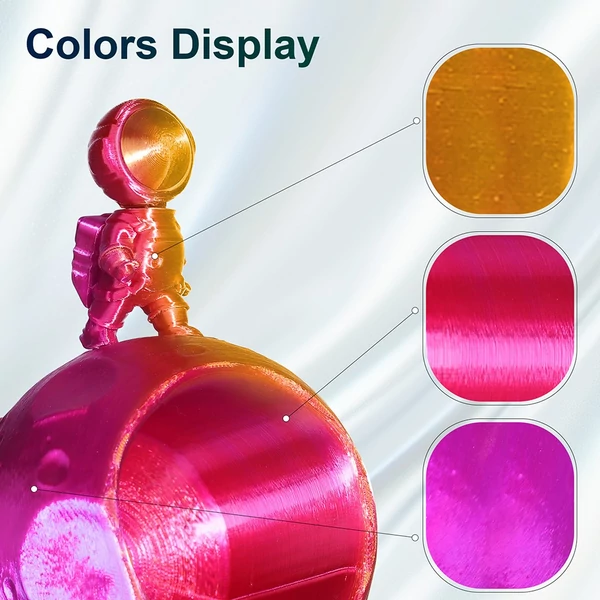 ERYONE nagy sebességű selyemfényű tri-color PLA 3D nyomtató filament 1 kg - piros/lila/arany