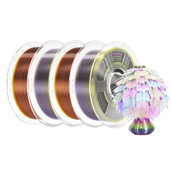 Mecpow 3D nyomtató filament – nagy sebességű átlátszó PETG, 4 kg, szivárvány (átlátszó szivárvány)