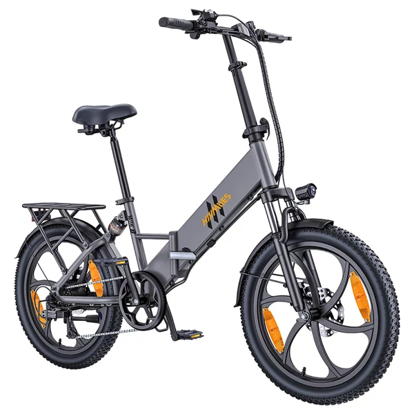 HillMiles Mile 2 elektromos kerékpár 250W motorral, 36V 13Ah akkumulátorral, 100 km hatótáv, 20x3” gumik, dupla hidraulikus fék – Szürke