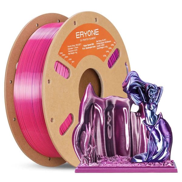 5kg ERYONE High Speed Silk PLA Filament csomag - 4 színű selyemfényű válogatás (Cold Flame, Metallic Frenzy, Royal Essence, Aurora Dream)