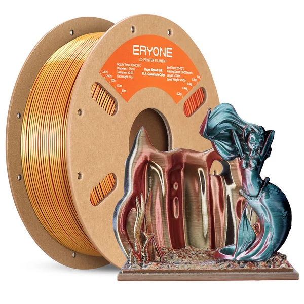 5kg ERYONE High Speed Silk PLA Filament csomag - 4 színű selyemfényű válogatás (Cold Flame, Metallic Frenzy, Royal Essence, Aurora Dream)
