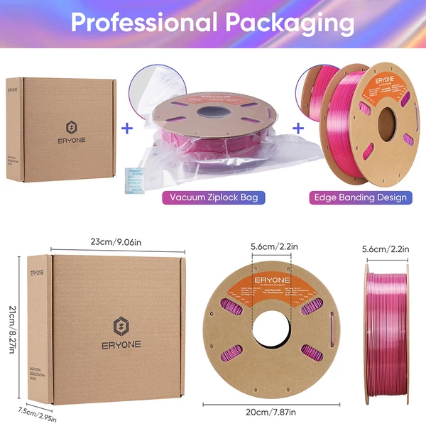 5kg ERYONE High Speed Silk PLA Filament csomag - 4 színű selyemfényű válogatás (Cold Flame, Metallic Frenzy, Royal Essence, Aurora Dream)
