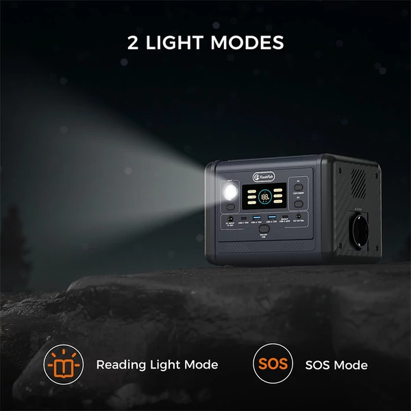 Flashfish T200 hordozható erőmű: 200W/153.6Wh LiFePO4 akku, tiszta szinuszos AC, 60W PD gyorstöltés, napelemes generátor kempingezéshez
