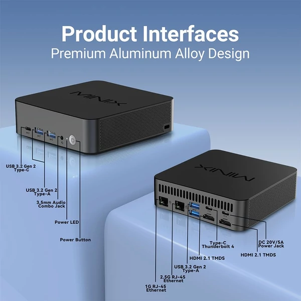 MINIX N512 Mini PC, Intel i5-12600H (4.5GHz), 16GB RAM, 1TB SSD, Thunderbolt 4, Quad Display, WiFi 6, 2.5G LAN, Win 11