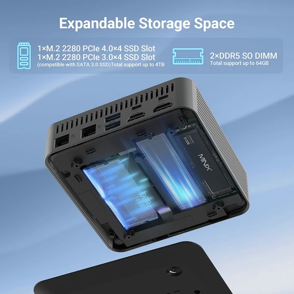 MINIX N512 Mini PC, Intel i5-12600H (4.5GHz), 16GB RAM, 1TB SSD, Thunderbolt 4, Quad Display, WiFi 6, 2.5G LAN, Win 11