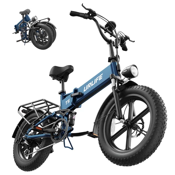 URLIFE T5 elektromos kerékpár 750W, 48V 13Ah, 20x4” ballonos gumik, 45 km/h, 125 km hatótáv, összteleszkóp, Shimano 7 - Kék