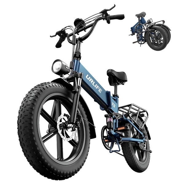 URLIFE T5 elektromos kerékpár 750W, 48V 13Ah, 20x4” ballonos gumik, 45 km/h, 125 km hatótáv, összteleszkóp, Shimano 7 - Kék