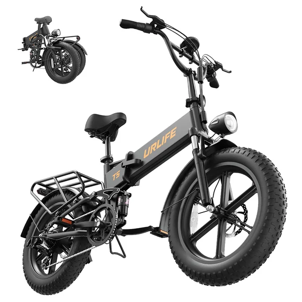 URLIFE T5 elektromos kerékpár 750W, 48V 13Ah, 20x4” ballonos gumik, 45 km/h, 125 km hatótáv, összteleszkóp, Shimano 7 - Fekete