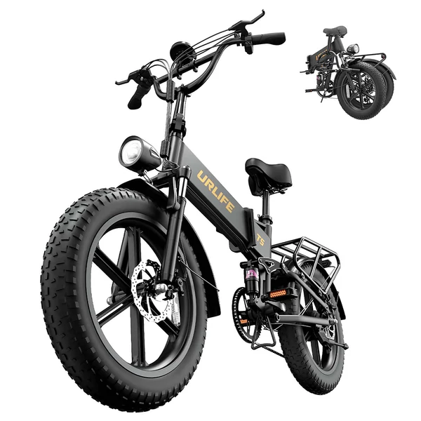 URLIFE T5 elektromos kerékpár 750W, 48V 13Ah, 20x4” ballonos gumik, 45 km/h, 125 km hatótáv, összteleszkóp, Shimano 7 - Fekete