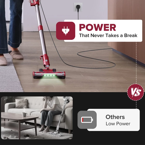 Vactidy Blitz C8 vezetékes porszívó 600W turbómotorral, 60000Pa szívóerő, 1,7 kg, 1,5L portartály, V-alakú kefe, LED, 7 m kábel