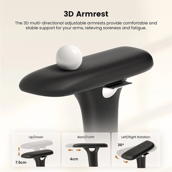 ACGAM CG-5345M ergonomikus irodai szék, 90–130° dönthető háttámla, 3D kartámasz, fejtámla, deréktámasz, hálós, memóriahab, 150 kg
