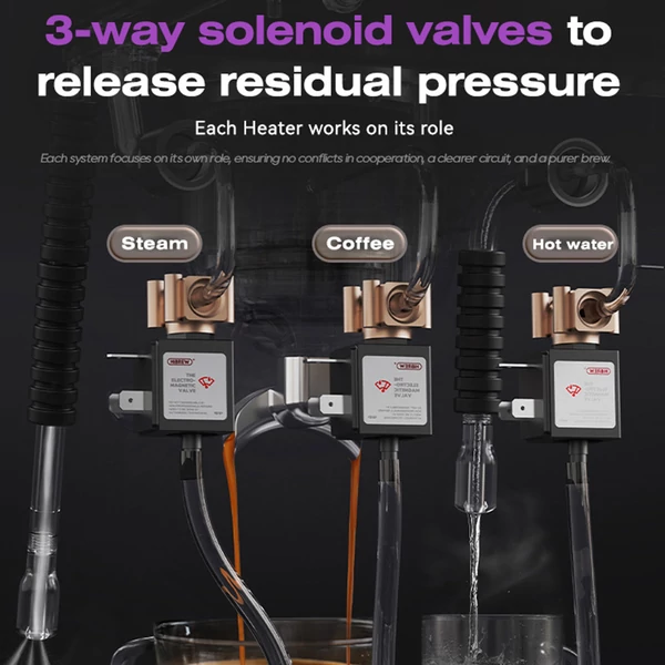 HiBREW H21 eszpresszógép, tripla bojler, dupla szivattyú, PID, 9 bar, 58 mm kar, egyidejű főzés és gőzölés, 1,8 l
