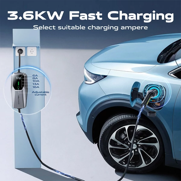 VDL POWER EC11 hordozható elektromos autó töltő 3,6 kW, 16 A, EU Schuko (2 pólus), 5 m kábel, IP65, IEC 62196-2 szabvány