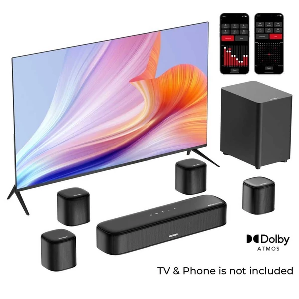 Ultimea Aura A60 7.1 soundbar smart app és hangvezérléssel, BassMX, 350W, HDMI eARC, 4 térhangszóró okostévéhez