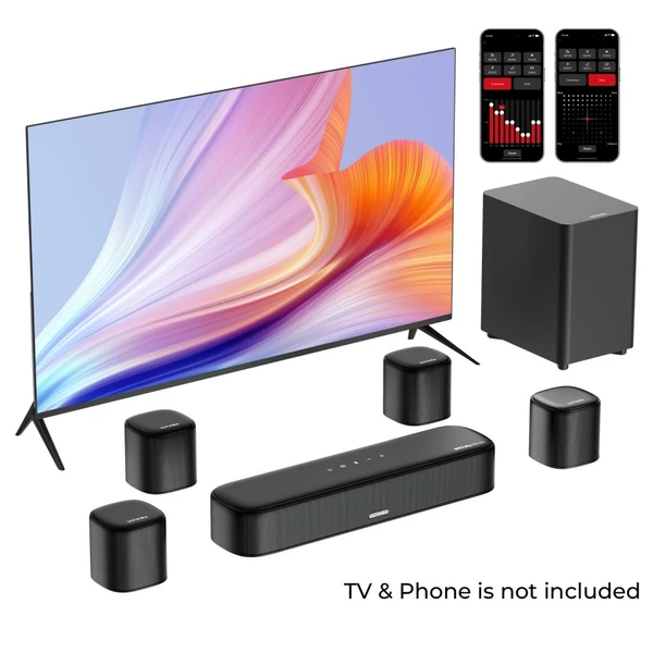Ultimea Aura A60 7.1 soundbar smart app és hangvezérléssel, BassMX, 350W, HDMI eARC, 4 térhangszóró okostévéhez