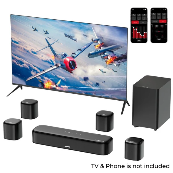 Ultimea Aura A60 7.1 soundbar smart app és hangvezérléssel, BassMX, 350W, HDMI eARC, 4 térhangszóró okostévéhez