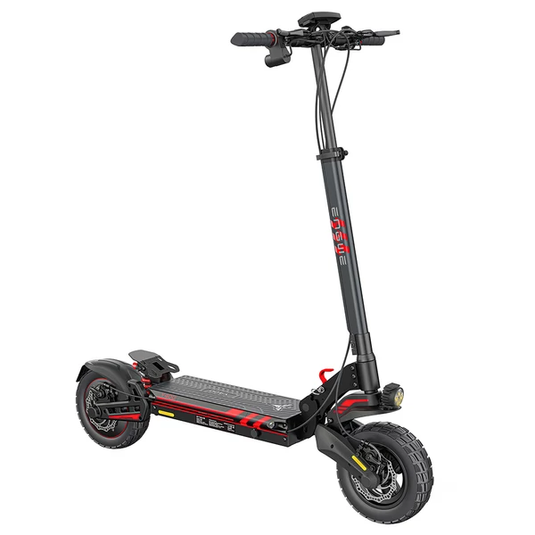 ENGWE Y400 elektromos roller 500W, 48V 13,5Ah, 10” kerék, 45 km/h, 50 km hatótáv, tárcsafék, dupla rugózás -  Fekete-piros