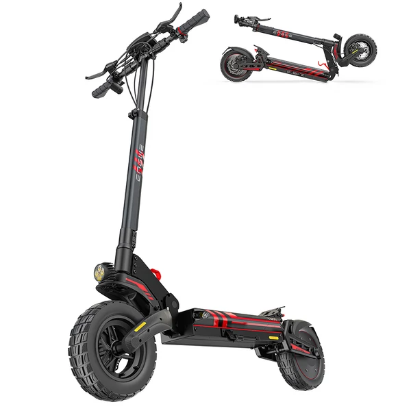 ENGWE Y400 elektromos roller 500W, 48V 13,5Ah, 10” kerék, 45 km/h, 50 km hatótáv, tárcsafék, dupla rugózás -  Fekete-piros