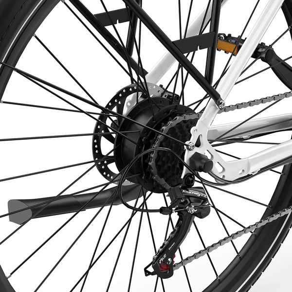 ONESPORT OT12 elektromos kerékpár, 250W motor, 36V 13Ah akku, 27,5” gumik, 25 km/h, 65 km hatótáv, Shimano 7 fokozat - Fehér