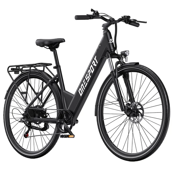 ONESPORT OT12 elektromos kerékpár, 250W motor, 36V 13Ah akku, 27,5” gumik, 25 km/h, 65 km hatótáv, Shimano 7 fokozat - Szürke