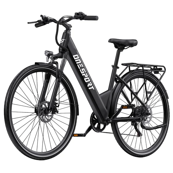ONESPORT OT12 elektromos kerékpár, 250W motor, 36V 13Ah akku, 27,5” gumik, 25 km/h, 65 km hatótáv, Shimano 7 fokozat - Szürke