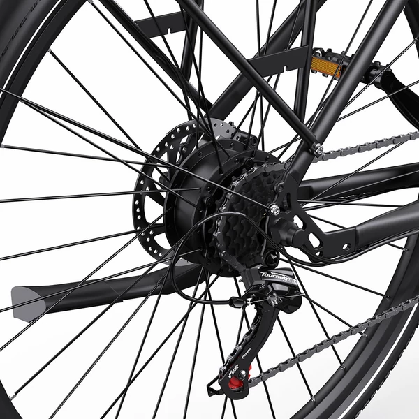 ONESPORT OT12 elektromos kerékpár, 250W motor, 36V 13Ah akku, 27,5” gumik, 25 km/h, 65 km hatótáv, Shimano 7 fokozat - Szürke