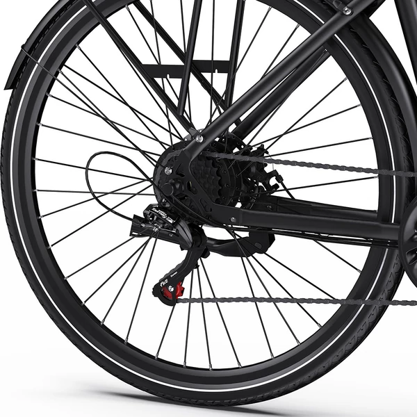 ONESPORT OT12 elektromos kerékpár, 250W motor, 36V 13Ah akku, 27,5” gumik, 25 km/h, 65 km hatótáv, Shimano 7 fokozat - Szürke
