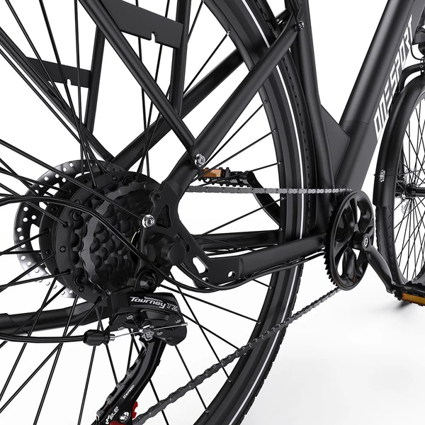 ONESPORT OT12 elektromos kerékpár, 250W motor, 36V 13Ah akku, 27,5” gumik, 25 km/h, 65 km hatótáv, Shimano 7 fokozat - Szürke