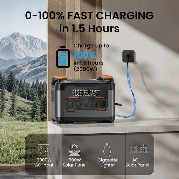 NECESPOW S2400 hordozható erőmű 2400W, 2048Wh LiFePO4 akkumulátor, 13 port, gyors töltés, UPS, app, otthon/RV/kültér