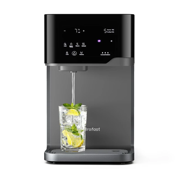 Hydrofast C300 pultos, fordított ozmózisos (RO) víztisztító, jéghideg és szénsavas vízadagoló, 6 fokozat+UV, 5 l/1,5 l, TDS kijelző