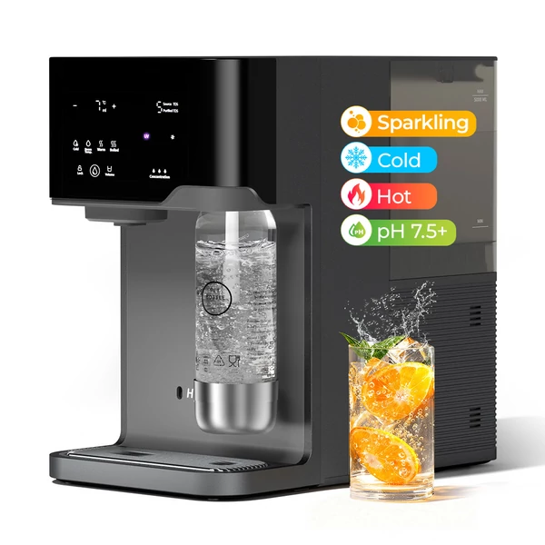 Hydrofast C300 pultos, fordított ozmózisos (RO) víztisztító, jéghideg és szénsavas vízadagoló, 6 fokozat+UV, 5 l/1,5 l, TDS kijelző