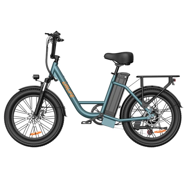 URLIFE E20 elektromos kerékpár 250W motorral, 48V 13Ah akkumulátorral, 20x3” gumi, 25 km/h, 100 km hatótáv, teleszkóp, 7 seb. - Zöld