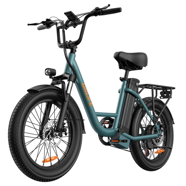 URLIFE E20 elektromos kerékpár 250W motorral, 48V 13Ah akkumulátorral, 20x3” gumi, 25 km/h, 100 km hatótáv, teleszkóp, 7 seb. - Zöld