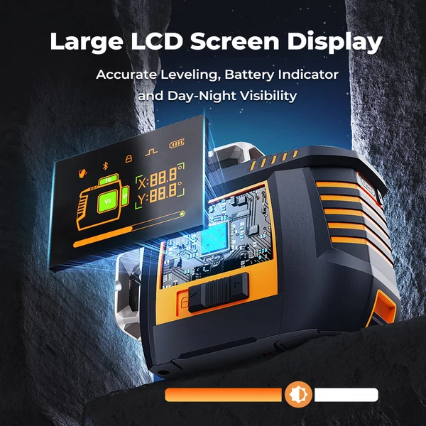 CIGMAN CM-S05 12 vonalas lézeres szintező, gesztusvezérlés, 3×360° zöld lézer, ±3° önszintezés, valós idejű LCD kijelző, 4 fokozatú fényerő, IP54