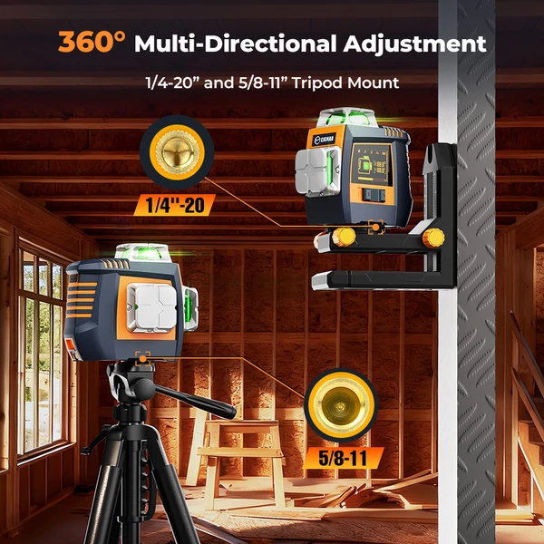 CIGMAN CM-S05 12 vonalas lézeres szintező, gesztusvezérlés, 3×360° zöld lézer, ±3° önszintezés, valós idejű LCD kijelző, 4 fokozatú fényerő, IP54