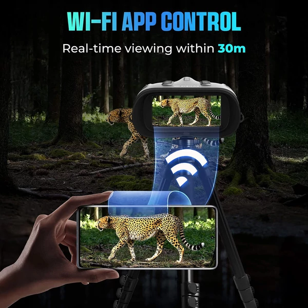 CIGMAN CNVPRO éjjellátó távcső – valódi 4K videó, 52 MP fotó, Sony Starlight CMOS, 1000 m IR hatótáv, 8× digitális zoom, WiFi stream, IP54 víz- és porálló
