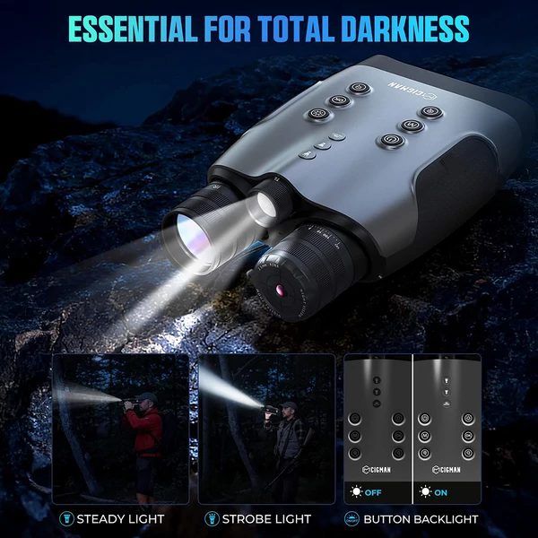 CIGMAN CNVPRO éjjellátó távcső – valódi 4K videó, 52 MP fotó, Sony Starlight CMOS, 1000 m IR hatótáv, 8× digitális zoom, WiFi stream, IP54 víz- és porálló