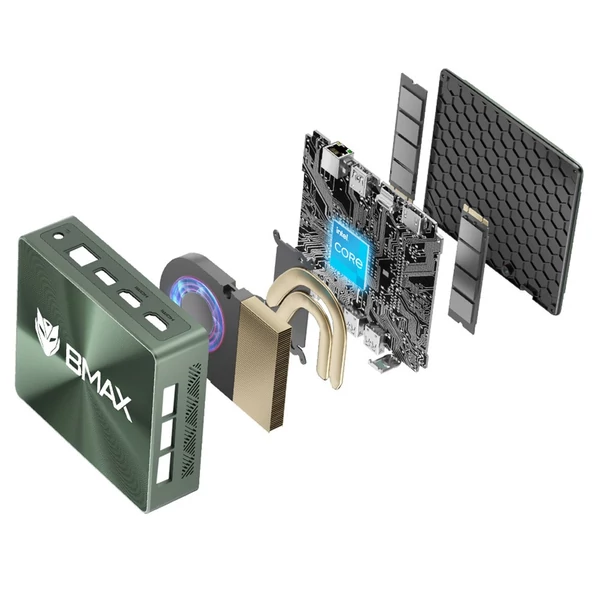 BMAX B6 Pro mini PC Intel Core i5-1030NG7, 16GB RAM, 512GB SSD, 4K tripla kijelző, 2x HDMI + Type-C, WiFi 5, Bluetooth 4.2