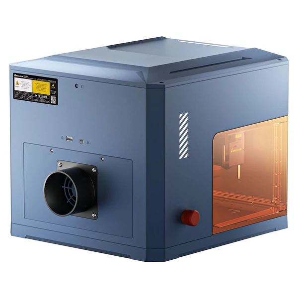 SCULPFUN iCube Ultra 12W lézergravírozó – zárt (Class 1) ház, autofókusz, 0,08 mm pont, 150×150 mm munkaterület, füstszűrő, fa/bőr/bambusz
