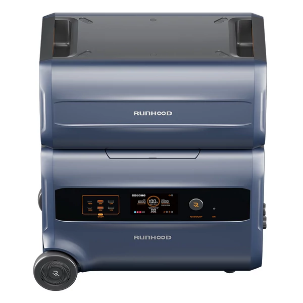 RUNHOOD F2400 hordozható erőmű 2400W/2400Wh LiFePO4 akkumulátorral, 4800W csúcsteljesítményű kültéri generátor, erkély energiatároló rendszer