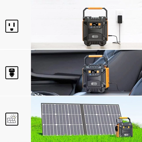 Flashfish A201 200W hordozható power station + 100W összecsukható napelem vészhelyzeti energiakészlet DC/USB kimenettel